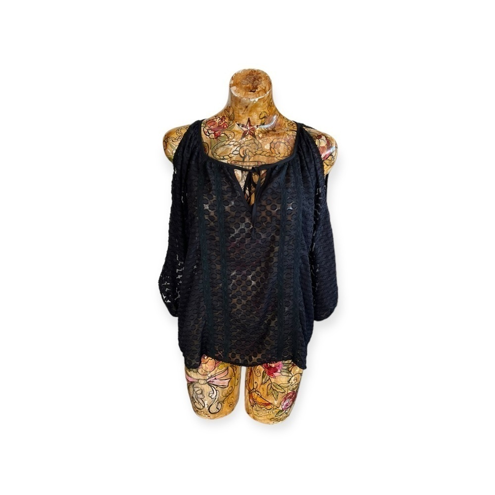 Eden Society top blouse open shoulder medium black